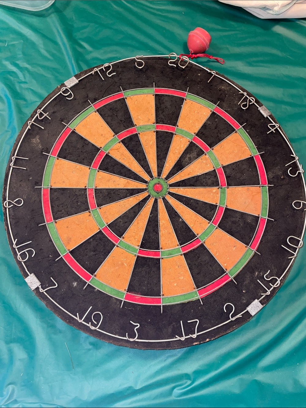 Classic Cork Dartboard in Black, Tan, Red and Green